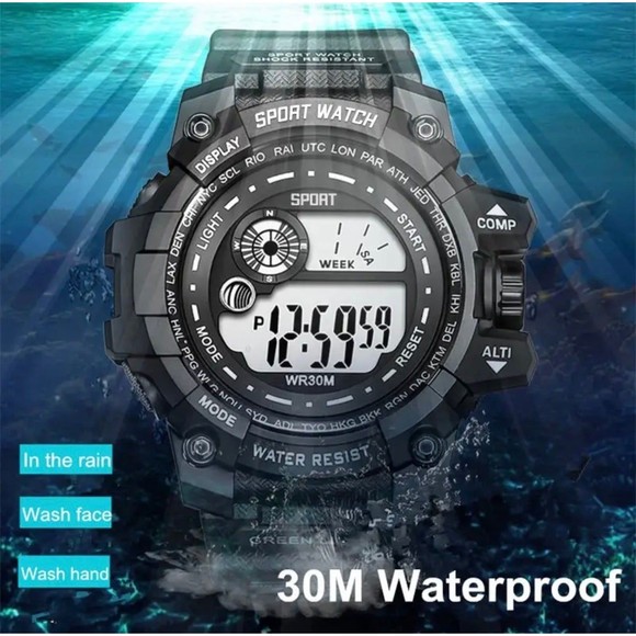 New Men LED Digital Watches Luminous Fashion Sport Waterproof Watches For Man - Picture 3 of 8